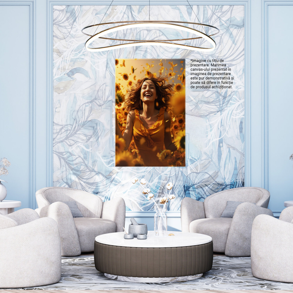 Tablou Canvas - Femeie Zâmbind în Armonia Naturii, Marime 40x25CM [4]