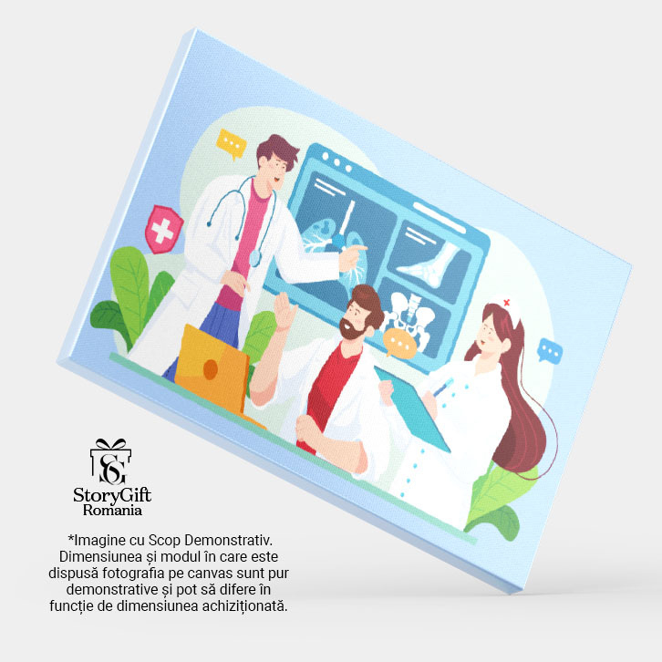 Tablou Canvas Discutia Medicilor despre Noul Pacient cu Fracturi Serioase ale Membrelor si Plamanii Infectati 40x25CM [4]