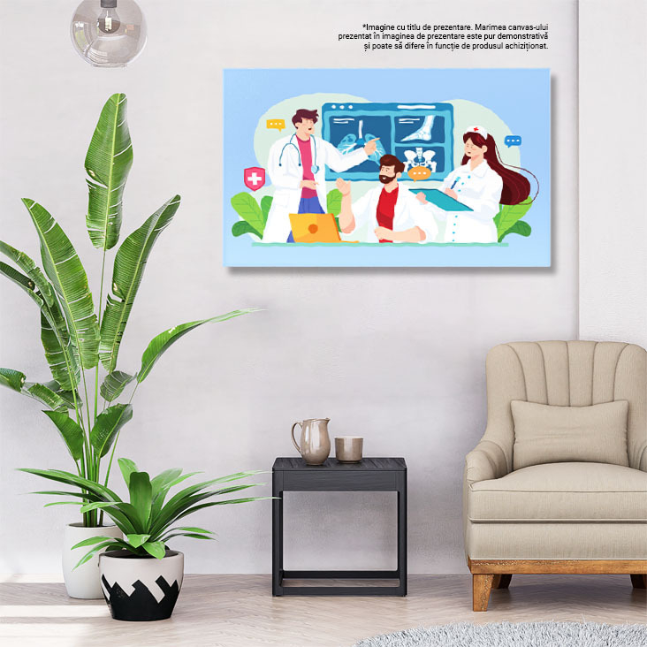 Tablou Canvas Discutia Medicilor despre Noul Pacient cu Fracturi Serioase ale Membrelor si Plamanii Infectati 40x25CM [3]