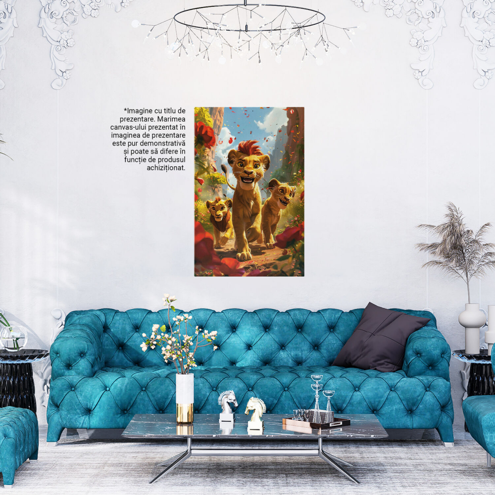 Regele Leu cu Petale de Trandafir - Pictură Digitală, Marime 40x25CM [4]