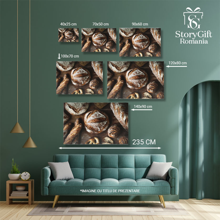 Tablou Canvas Diverse tipuri de Paine Proaspat Coapta, intro Compozitie Culinara Atractiva 40x25CM [5]