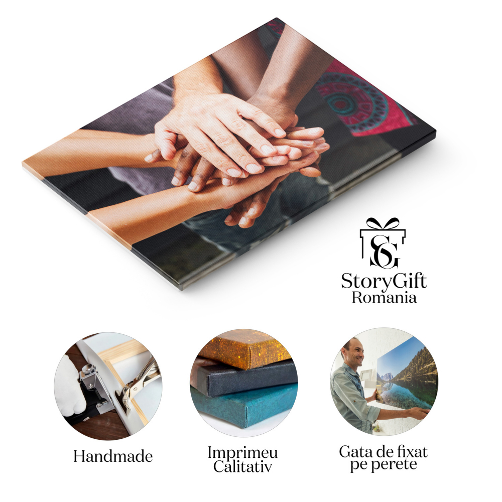 Tablou Canvas: Diversificare și Umanitate prin Mâini de Copii, Marime 40x25CM [2]