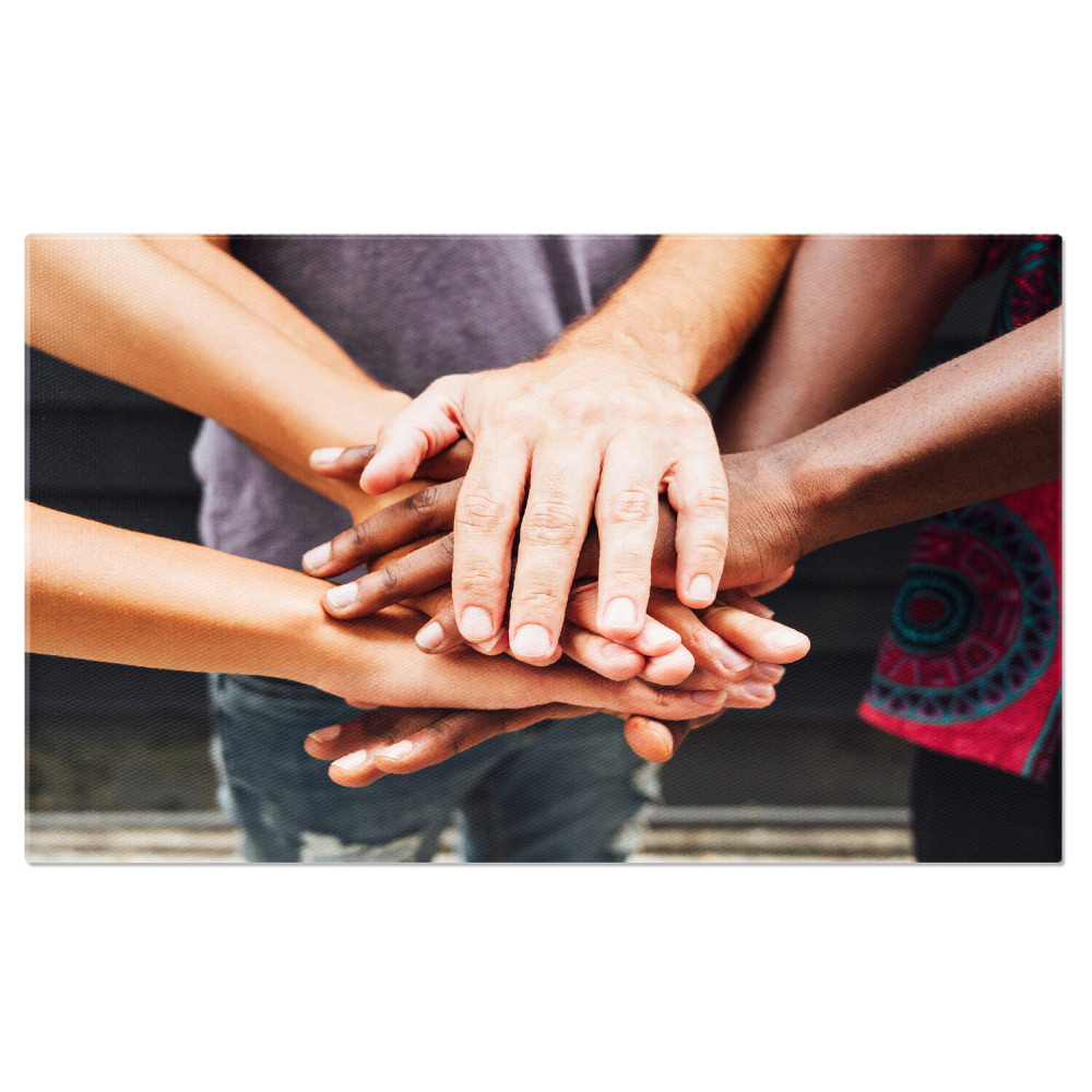 Tablou Canvas: Diversificare și Umanitate prin Mâini de Copii, Marime 40x25CM [1]