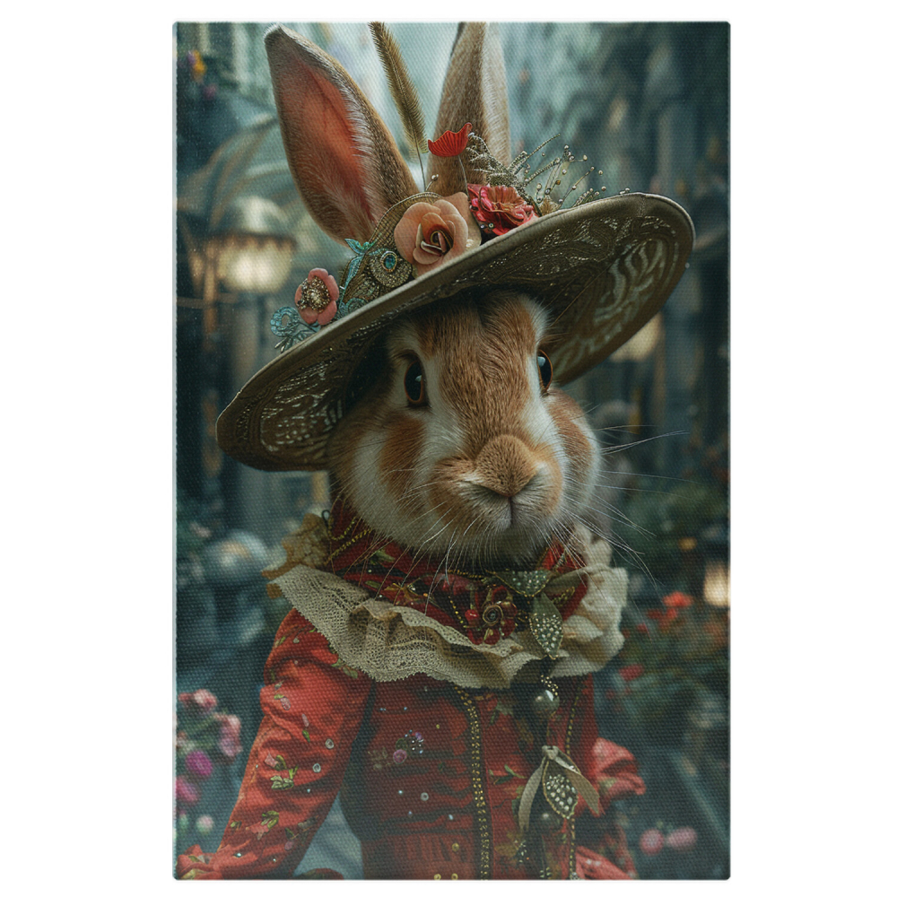 Doamna Iepuroaica în Rochie Regală Roșie - Pictură Digitală, Marime 40x25CM [1]