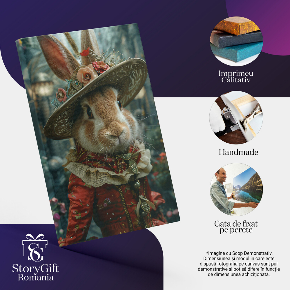 Doamna Iepuroaica în Rochie Regală Roșie - Pictură Digitală, Marime 40x25CM [2]