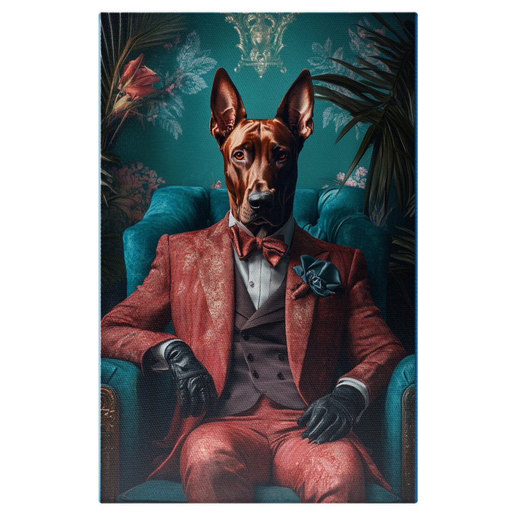  Tablou Canvas Personalizat Aristocrat În Costum Roșu Cu PapionMarime 120x80CM [1]