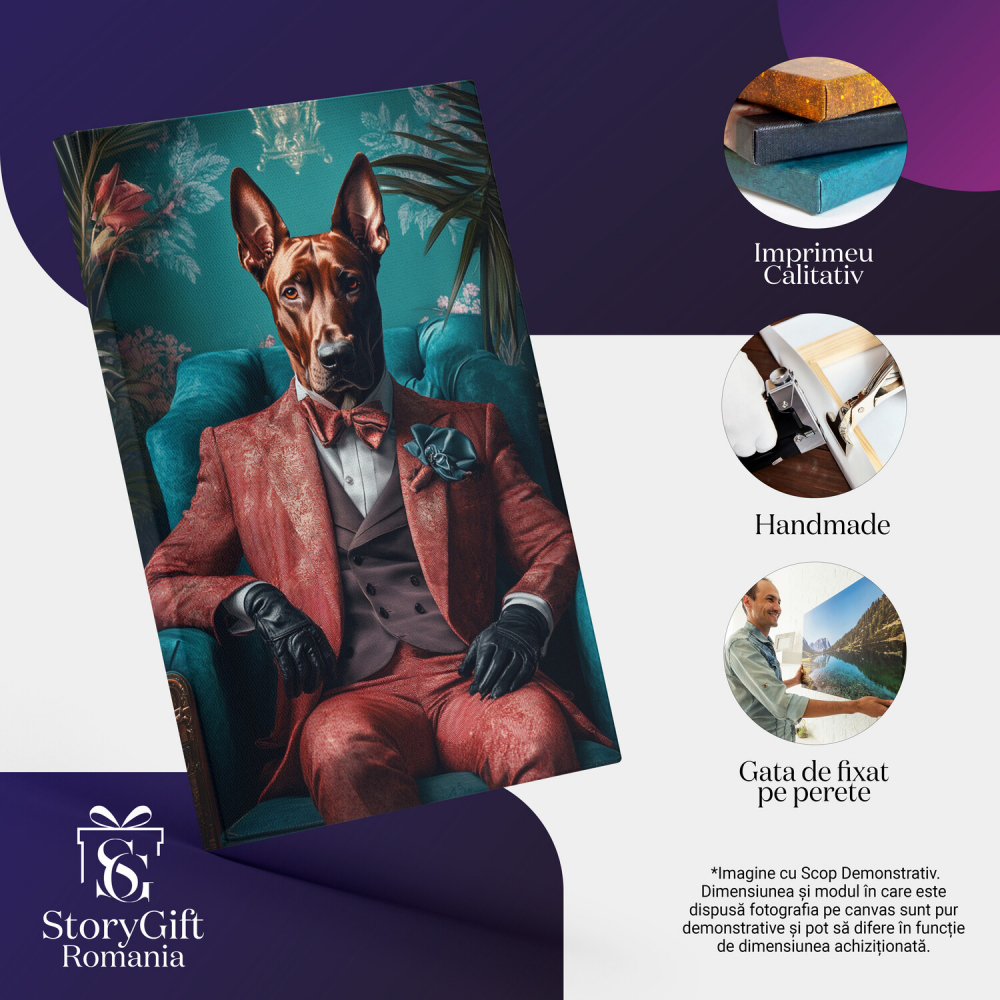  Tablou Canvas Personalizat Aristocrat În Costum Roșu Cu PapionMarime 120x80CM [4]