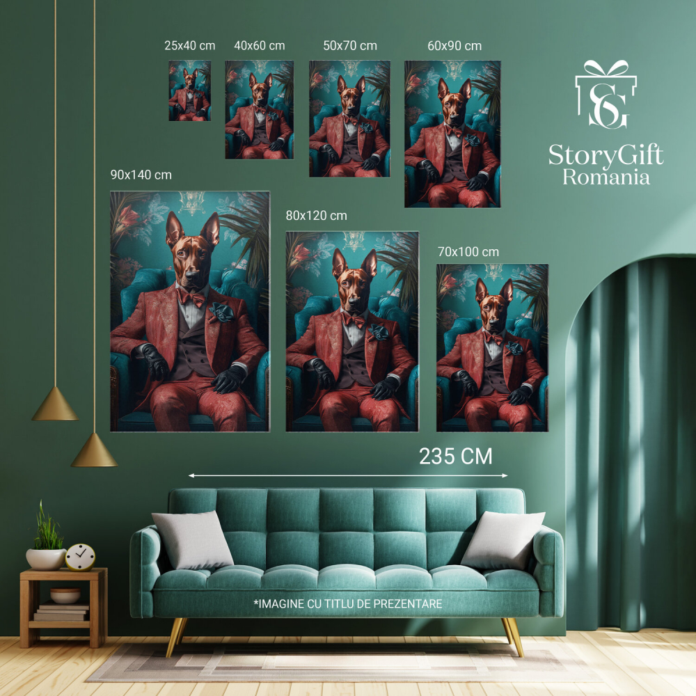  Tablou Canvas Personalizat Aristocrat În Costum Roșu Cu PapionMarime 120x80CM [6]