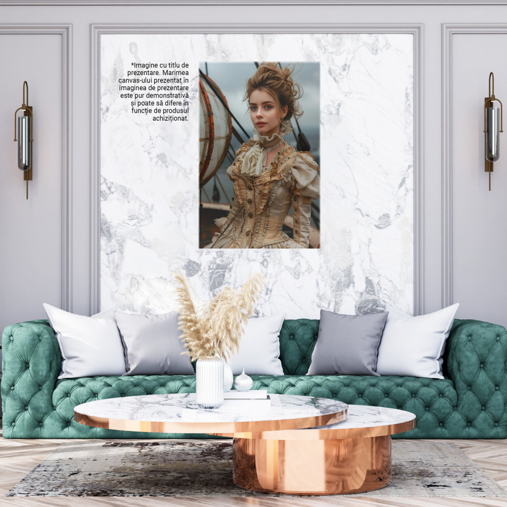 Domniță Frumoasă cu Părul Blond și Ochii Albaștri pe Vapor - Pictură Digitală, Marime 40x25CM [3]