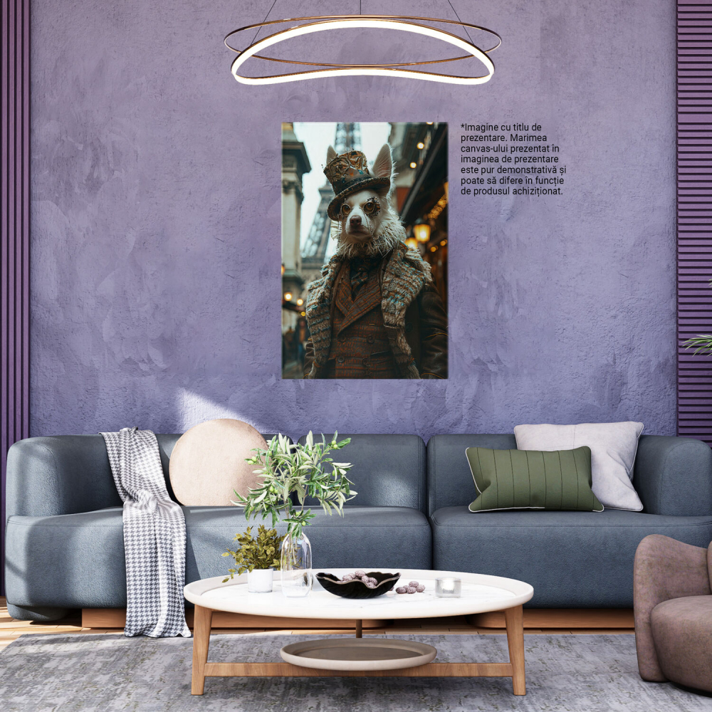 Tablou Canvas - Domnul Câine Tiki cu Ochelari Stilati și Joben Brodat, Marime 40x25CM [3]