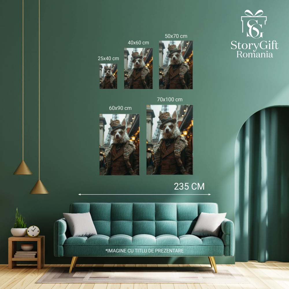 Tablou Canvas - Domnul Câine Tiki cu Ochelari Stilati și Joben Brodat, Marime 40x25CM [4]