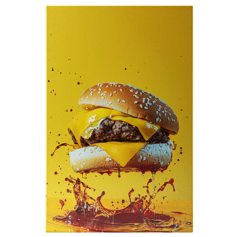 Tablou Canvas Dorință și Indulgență - Burger Apetisant în Paradisul Gusturilor, Marime 40x25CM [1]