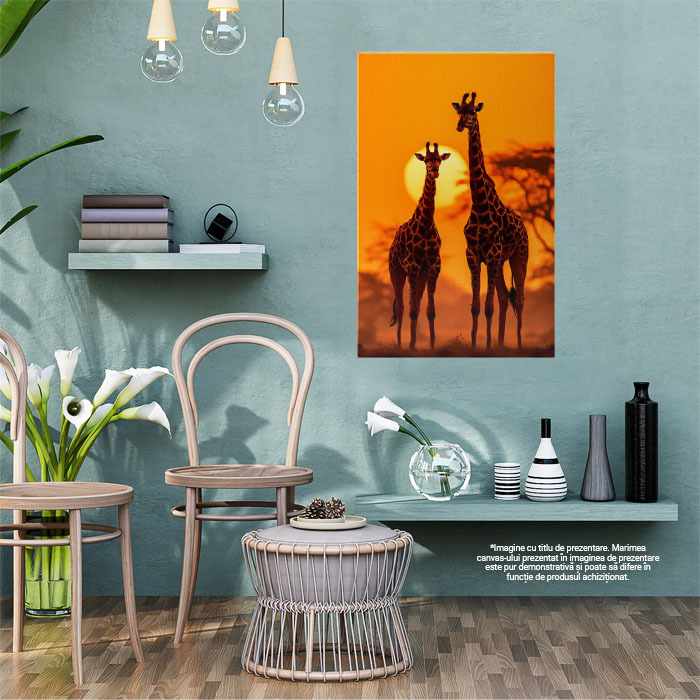 Tablou Canvas:  Doua girafe in savana - animale salbatice fotografie Pictura Digitala 40x25CM [2]