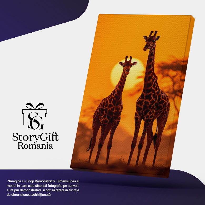 Tablou Canvas:  Doua girafe in savana - animale salbatice fotografie Pictura Digitala 40x25CM [5]