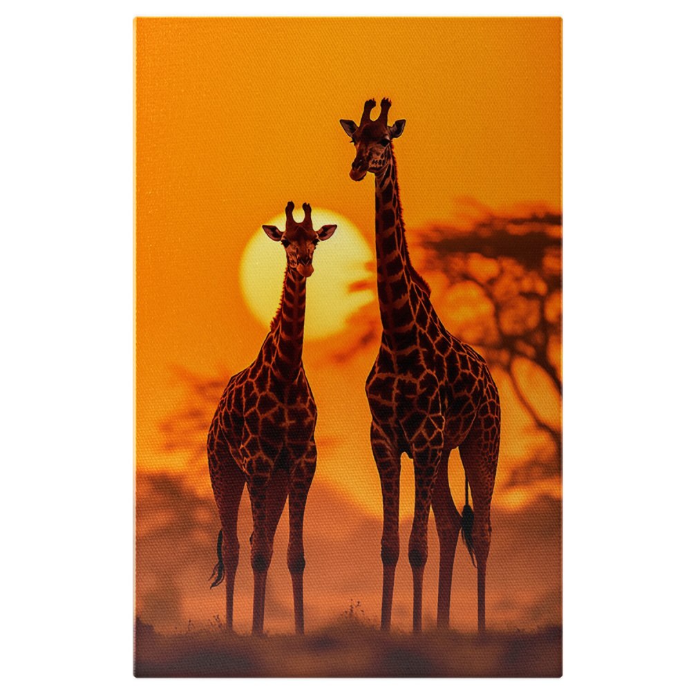 Tablou Canvas Girafe în Savana – Pictură Digitală Colorată, Marime 40x25CM [1]