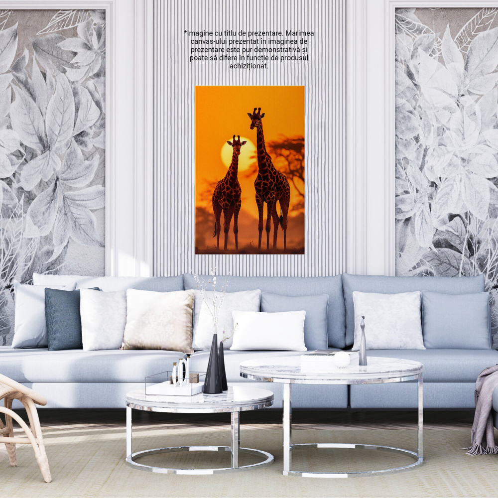 Tablou Canvas Girafe în Savana – Pictură Digitală Colorată, Marime 40x25CM [4]