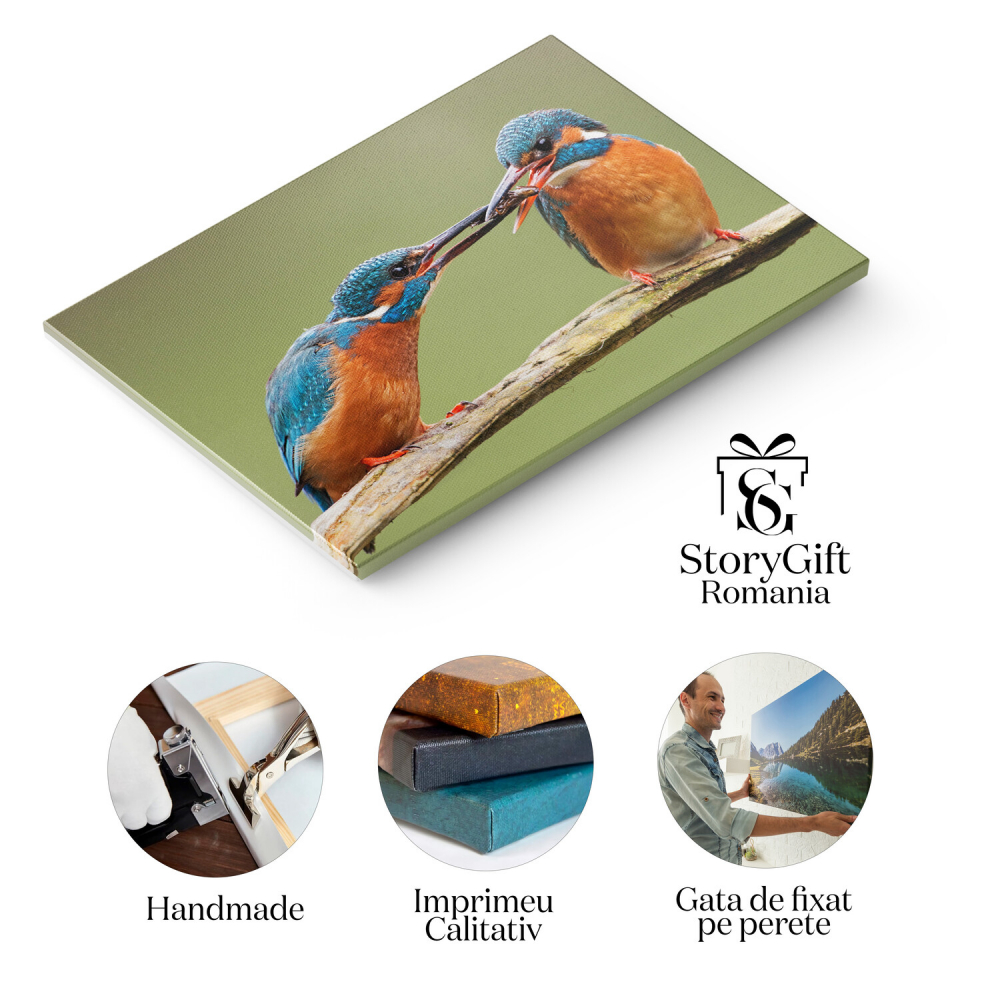 Tablou Canvas Două Inimi pentru Unul: Peisaj de Iubire în Lumea Animală, Marime 40x25CM [2]