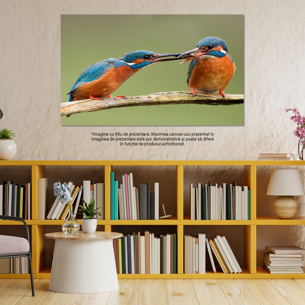 Tablou Canvas Două Inimi pentru Unul: Peisaj de Iubire în Lumea Animală, Marime 40x25CM [3]