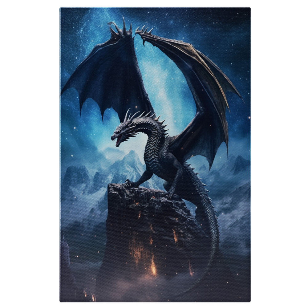 Dragon pe Vârful Muntelui - Pictură Digitală Fantasy, Marime 40x25CM [1]