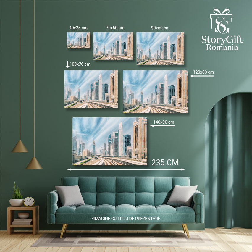Tablou Canvas Drum de Metrou Printre Zgarietori in Dubai Trafic, Modern, Urban, Turism 3008 40x25CM [5]