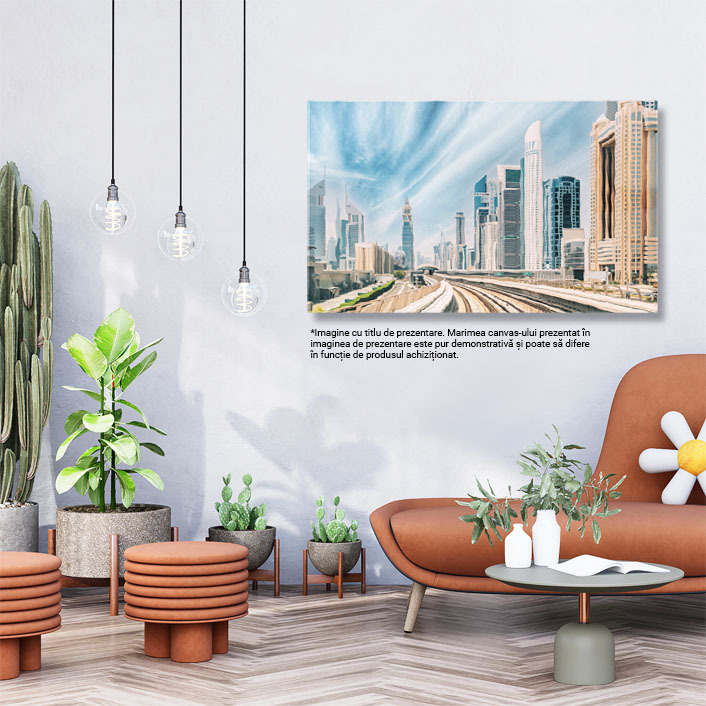 Tablou Canvas Drum de Metrou Printre Zgarietori in Dubai Trafic, Modern, Urban, Turism 3008 40x25CM [3]