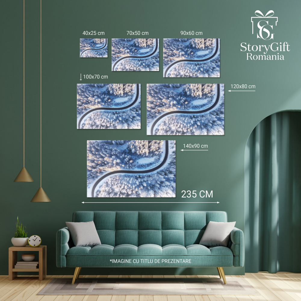 Drum și Pădure de Iarnă din Aer - Peisaj Alb de Zapadă, Marime 40x25CM [4]