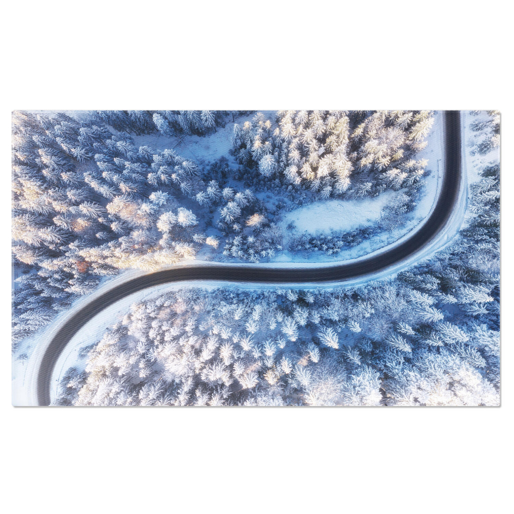 Drum și Pădure de Iarnă din Aer - Peisaj Alb de Zapadă, Marime 40x25CM [1]