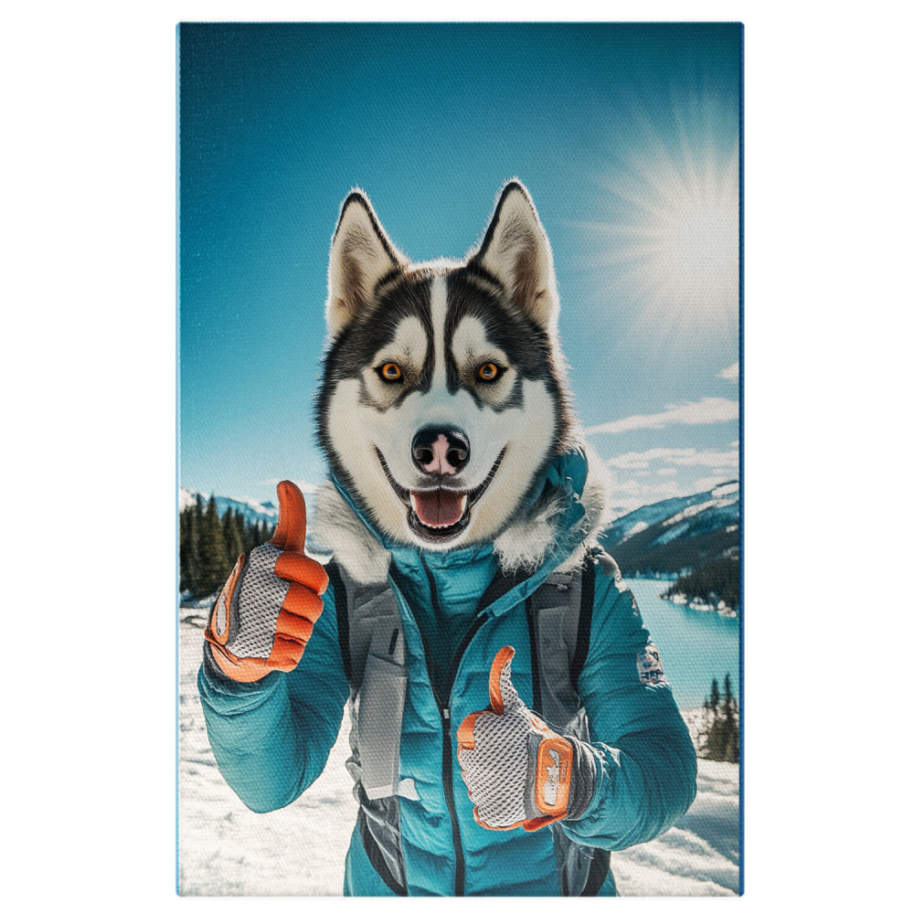 Tablou Canvas Personalizat Drumeț Vesel între MunțiMarime 90x60CM [1]