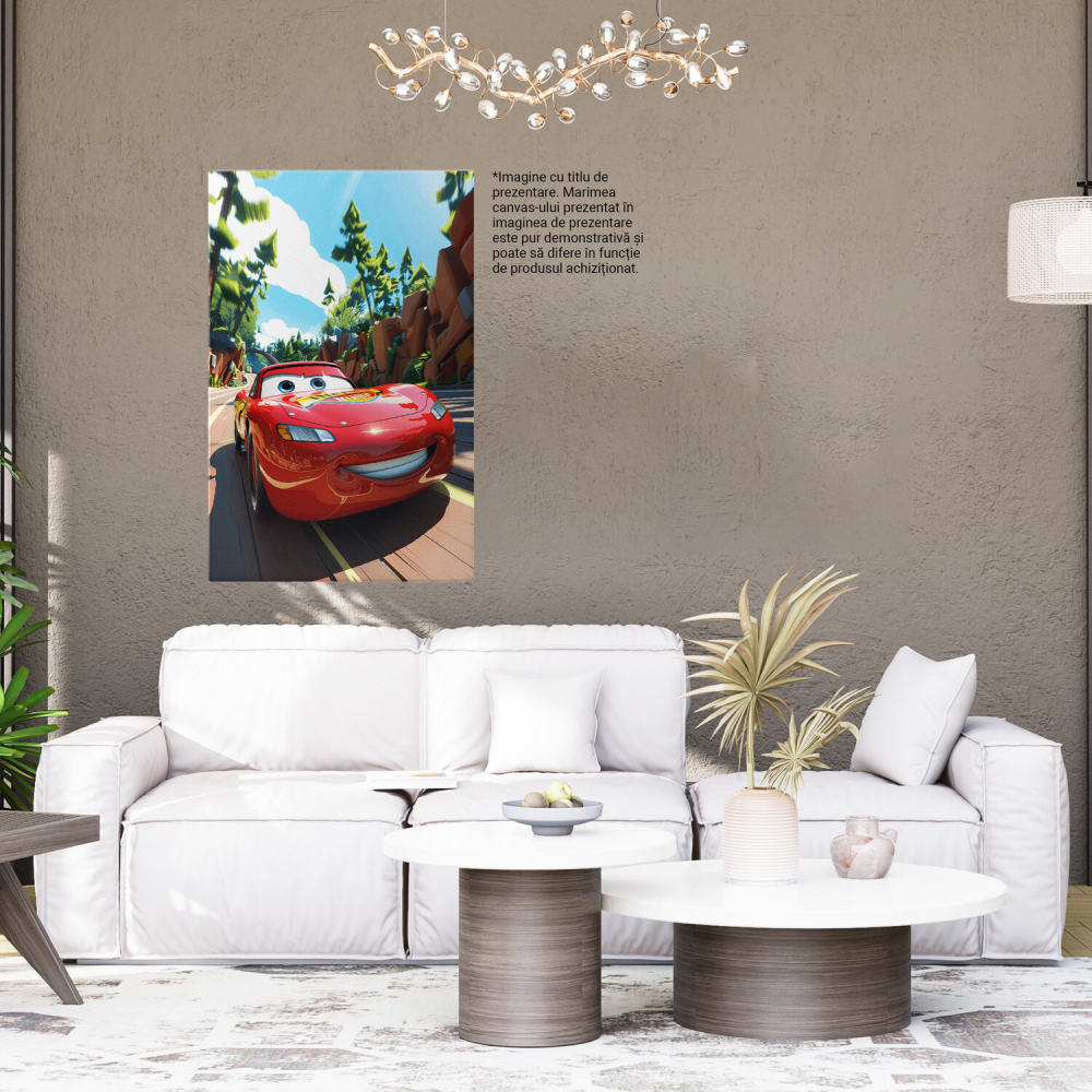 Mașina Roșie Rapidă pe Drumul Împădurit - Pictură Digitală, Marime 40x25CM [4]