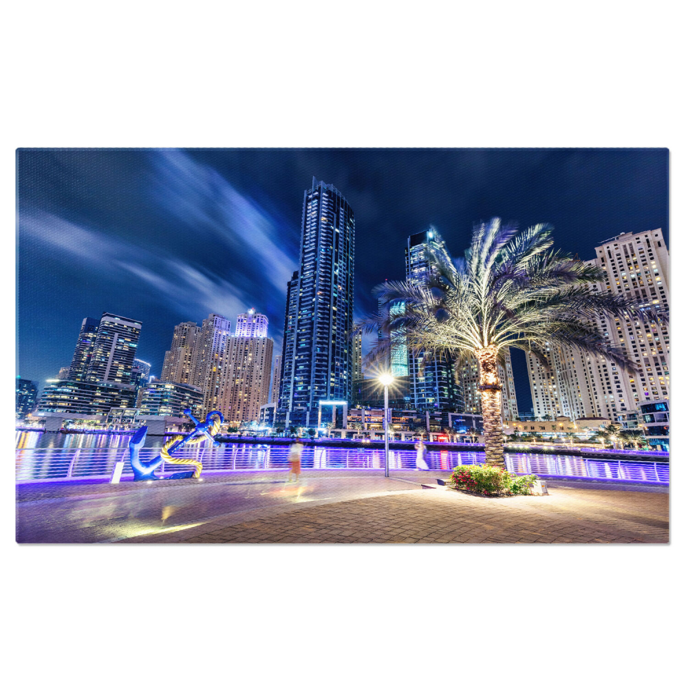 Tablou Canvas: Dubai Marina în Lumina Nopții, Marime 40x25CM [1]