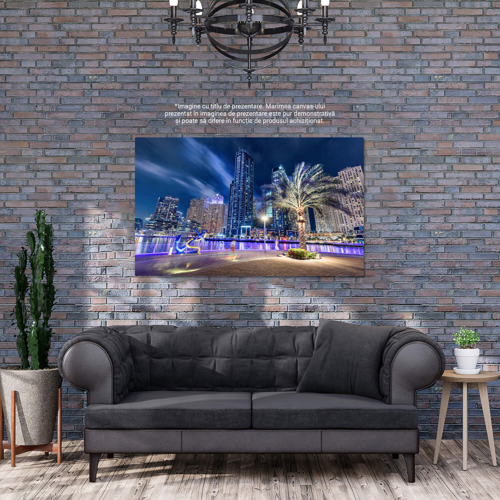 Tablou Canvas: Dubai Marina în Lumina Nopții, Marime 40x25CM [3]