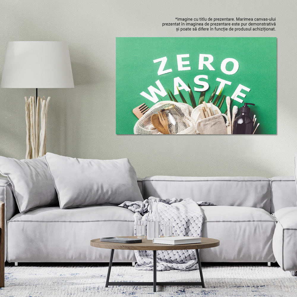 Tablou Canvas Eco-Friendly: Accesorii din Bambus și Bumbac, Zero Waste pentru un Viitor Sustenabil, Marime 40x25CM [3]