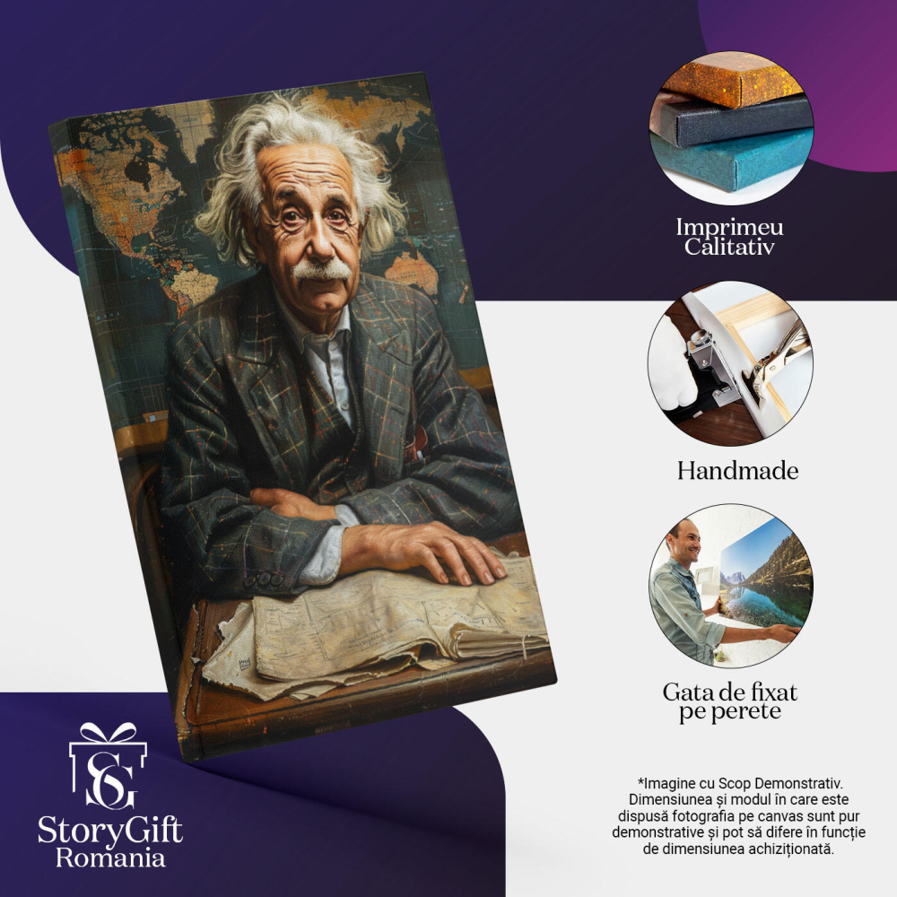 Tablou Canvas Ecoul Trecutului Amintiri din Epoca de Aur Einstein și Splendoarea Vremurilor de Trecute , Pictura Digitala 40x25CM [3]