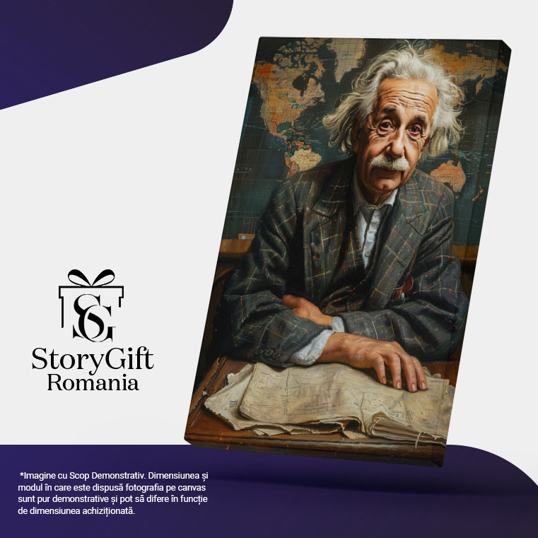 Tablou Canvas Ecoul Trecutului Amintiri din Epoca de Aur Einstein și Splendoarea Vremurilor de Trecute , Pictura Digitala 40x25CM [5]