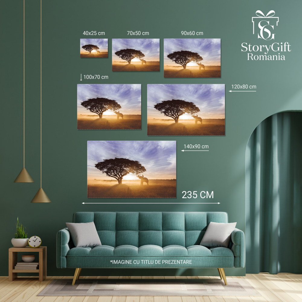 Elefant în Pădure la Apus - O Frumusețe Naturală din Thailanda, Marime 40x25CM [4]