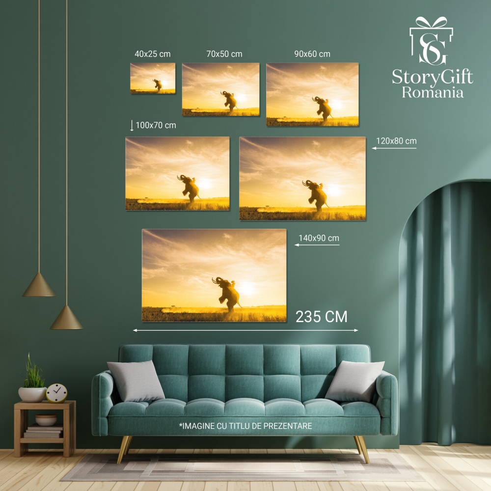 Elefant la Apus în Peisaj Urban, Marime 40x25CM [4]