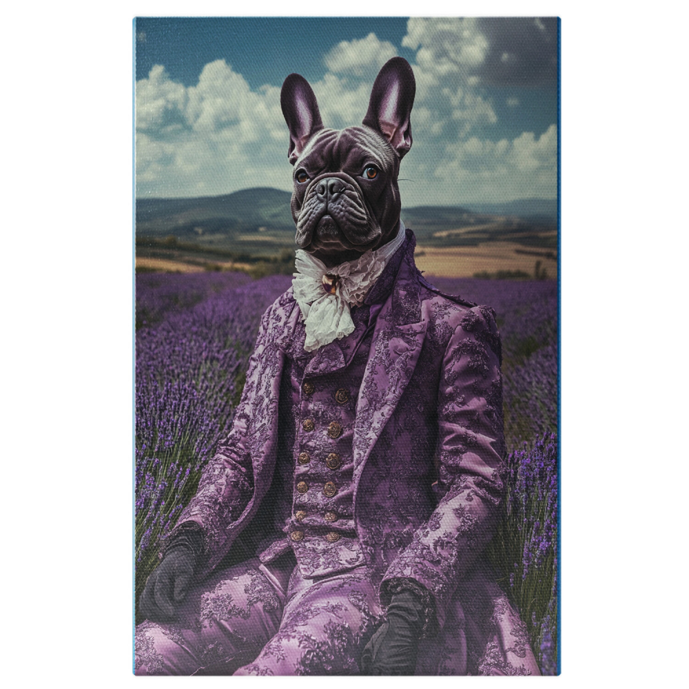 Tablou Canvas Personalizat - Animal Aristocrat în Costum Mov în Lan de Lavandă
Marime 40x25CM [1]