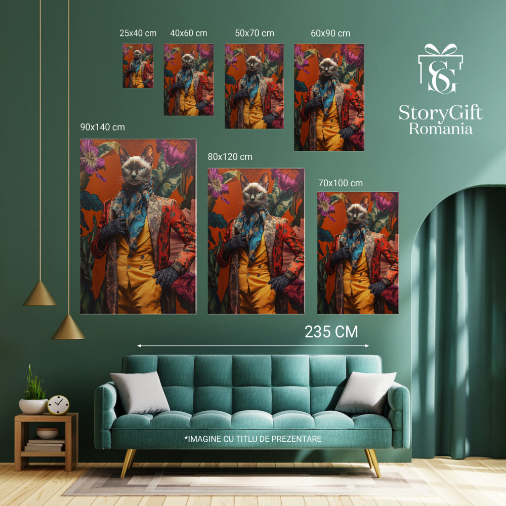  Tablou Canvas Personalizat Eleganță Regală Cu Costum PortocaliuMarime 140x90CM [6]