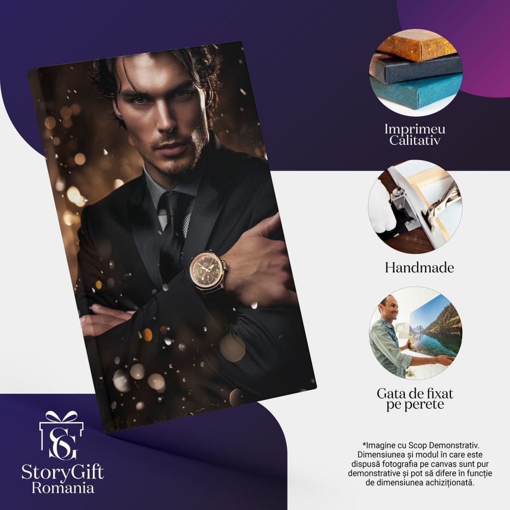 Bărbat Elegant cu Privire Seducătoare – Pictură Digitală cu Detalii Rafinament, Marime 40x25CM [2]