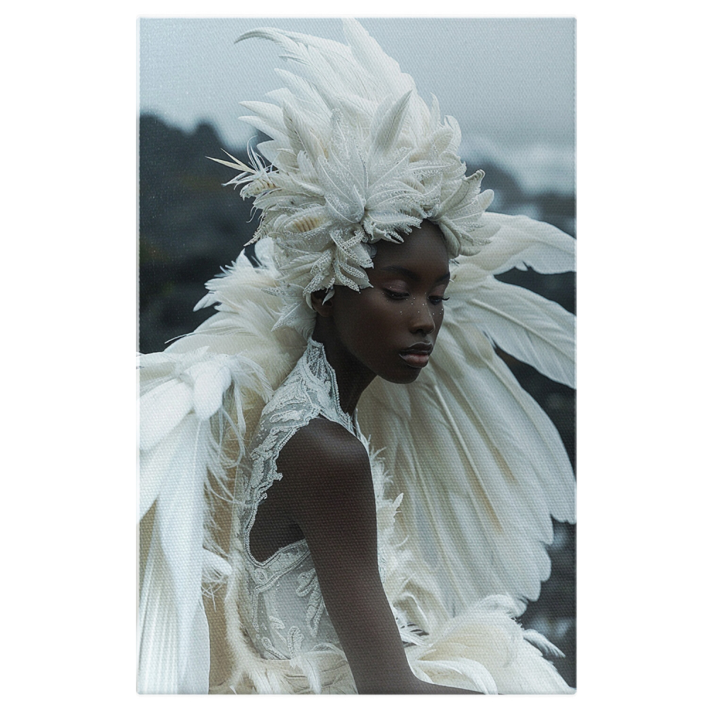 Elemente Vestimentare din Pene - Pictură Digitală în Alb și Negru, Marime 40x25CM [1]