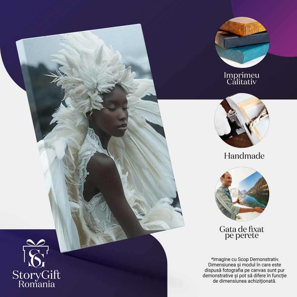 Elemente Vestimentare din Pene - Pictură Digitală în Alb și Negru, Marime 40x25CM [2]