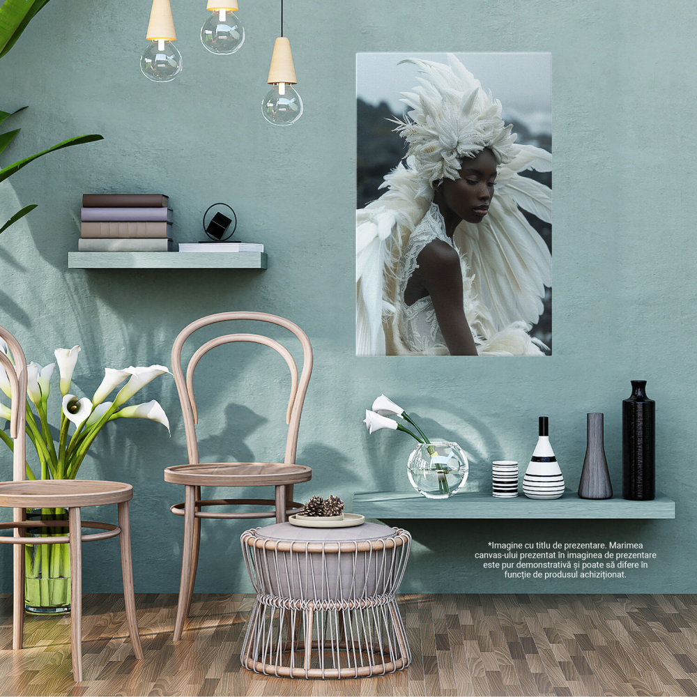 Elemente Vestimentare din Pene - Pictură Digitală în Alb și Negru, Marime 40x25CM [3]