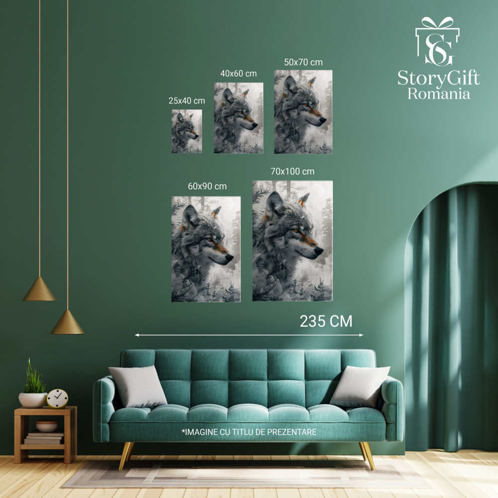 Energia Lupului Agile - Fantomele Haitei în Regatul Alb sub Clar de Lună - Pictură Digitală, Marime 40x25CM [4]