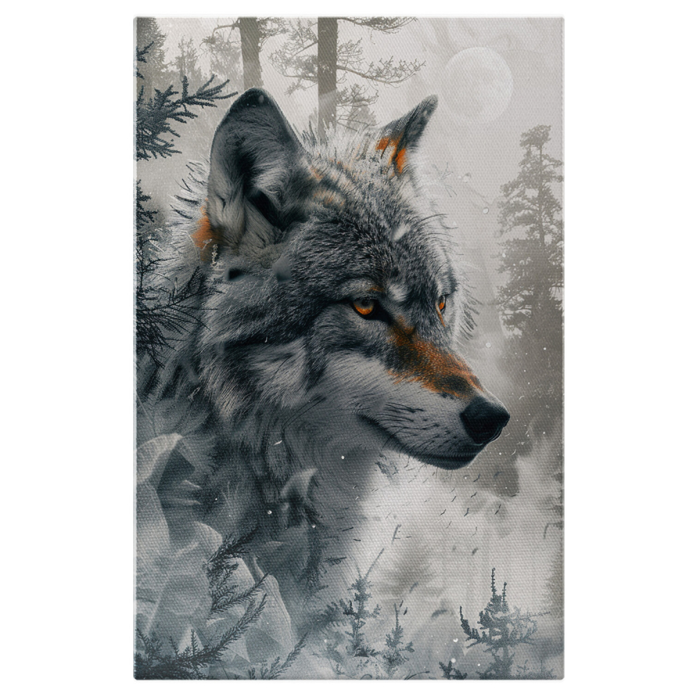 Energia Lupului Agile - Fantomele Haitei în Regatul Alb sub Clar de Lună - Pictură Digitală, Marime 40x25CM [1]