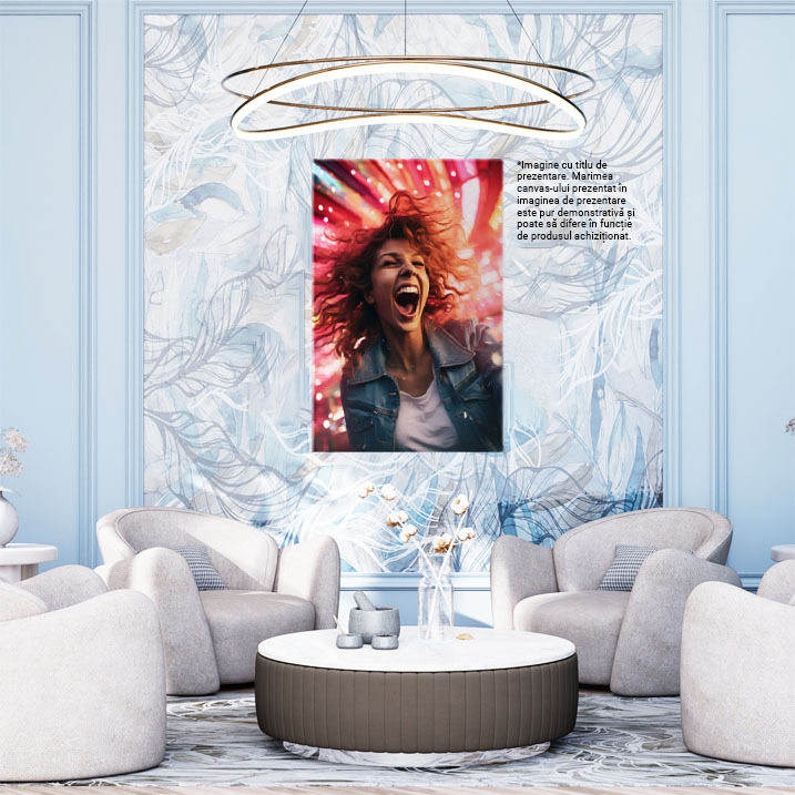 Tablou Canvas: Entuziasm in Nuante de Roz si Rosu Roscata Incojurata de un Cadru Vibrant si Colorat  Pictura Digitala 40x25CM [2]