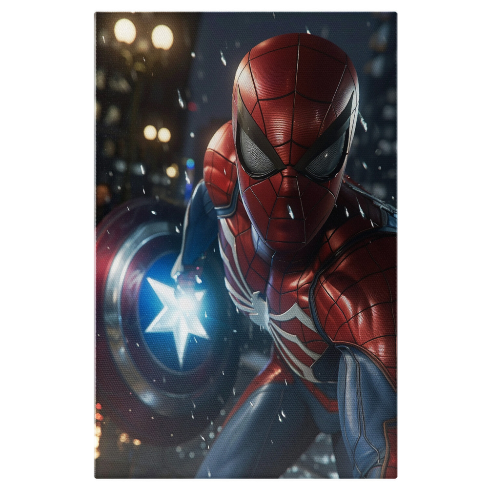 Tablou Canvas - Erou Marvel în Acțiune, Spiderman Salvând Orașul, Marime 70x50CM [1]