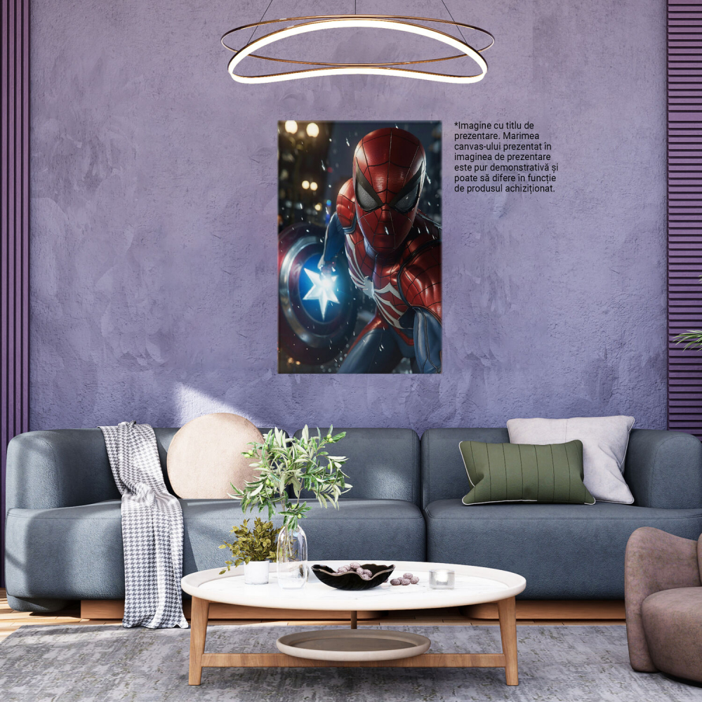 Tablou Canvas - Erou Marvel în Acțiune, Spiderman Salvând Orașul, Marime 70x50CM [3]