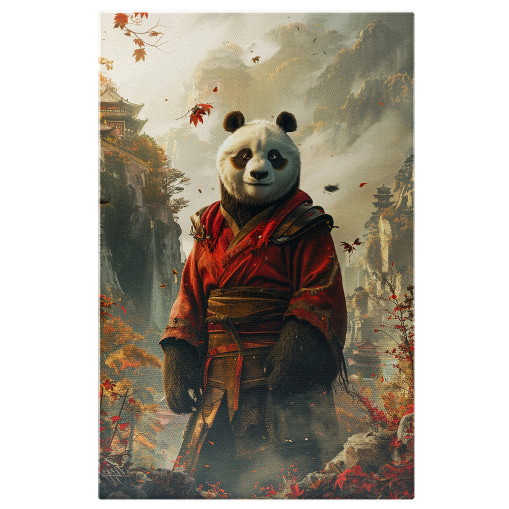 Tablou Canvas - Eroul Ascuns: Misterul Ursului Panda în Armură Roșie, Marime 40x25CM [1]