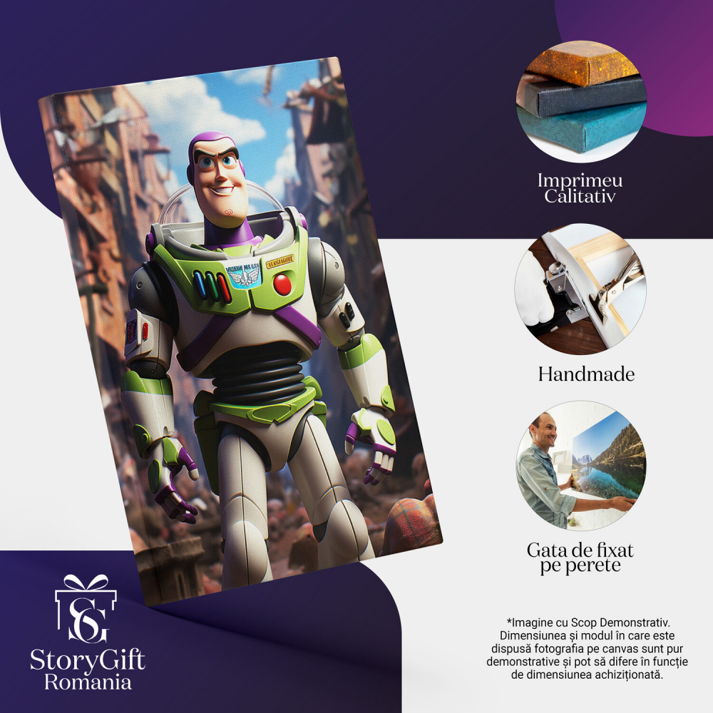 Tablou Canvas cu Eroul Buzz Lightyear - Pictură Digitală din Universul Desenelor Animate, Marime 40x25CM [2]