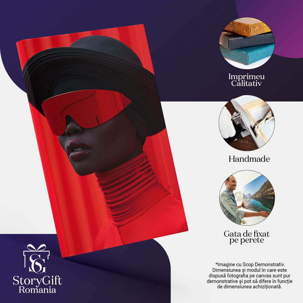 Tablou Canvas Evadare Fashion a unui manechin stilat - Oază roșie prin ochelari de schi , Pictura Digitala 40x25CM [3]